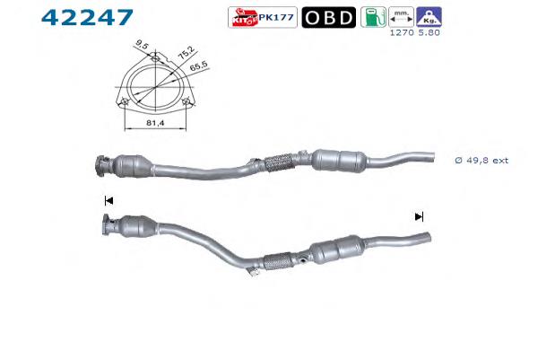 4B0254501HX VAG Silenciador, sección delantera
