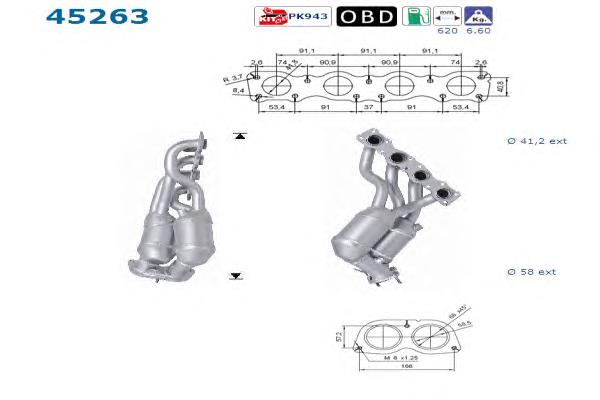 45263 AS/Auto Storm colector de escape, sistema de escape