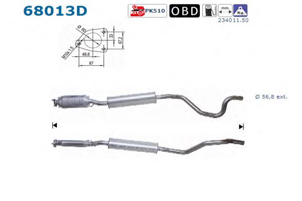 Silenciador central WCJ000531 Land Rover
