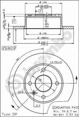 BS7525 Breco freno de disco delantero