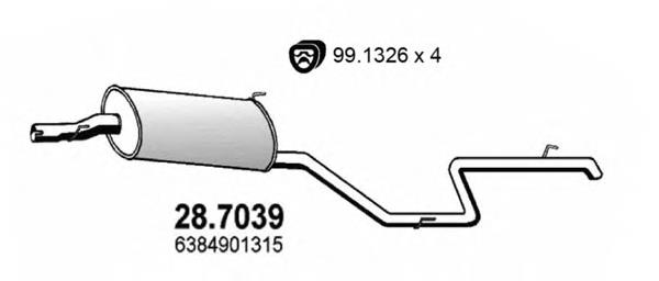 28.7039 Asso silenciador posterior