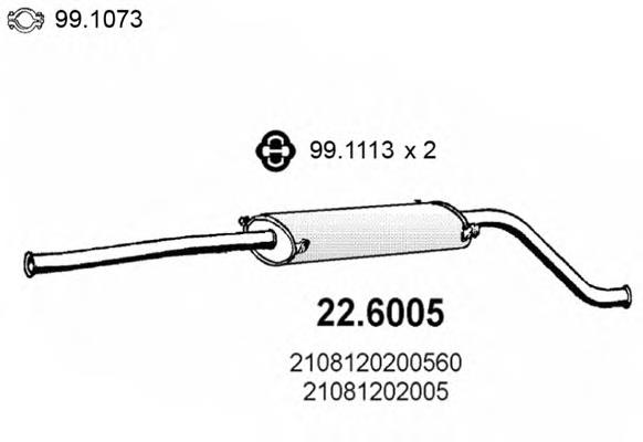 Silenciador del medio 226005 Asso