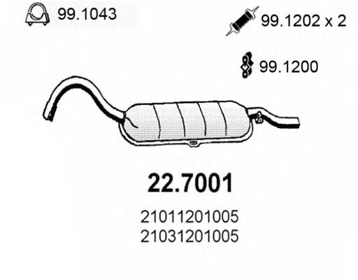 AK21061201005 Автоглушитель silenciador posterior