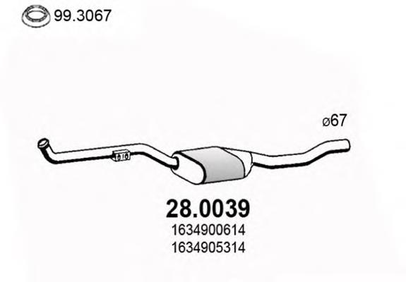 Silenciador del medio 280039 Asso