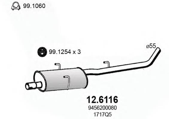 Silenciador posterior 126116 Asso