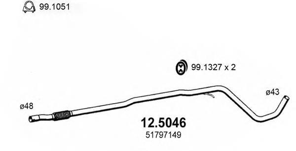 12.5046 Asso tubo de admisión del silenciador de escape delantero