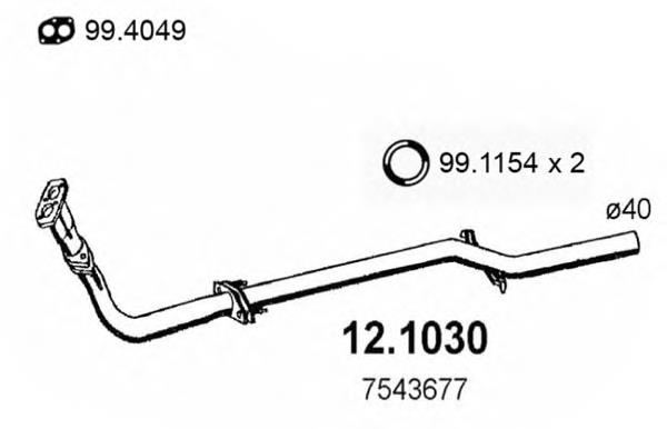 7543677 Fiat/Alfa/Lancia tubo de admisión del silenciador de escape delantero