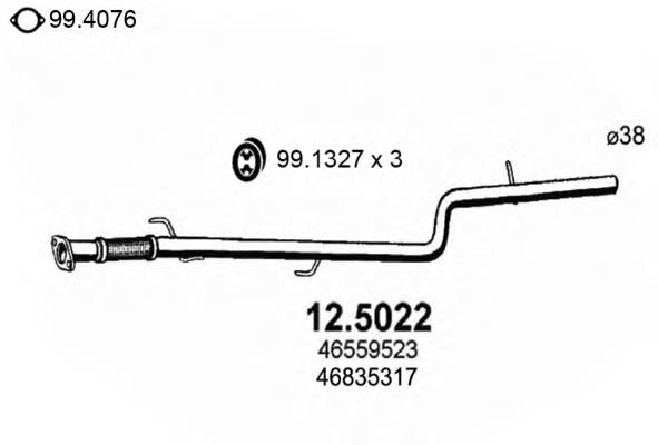 125022 Asso tubo de escape, del catalizador al silenciador