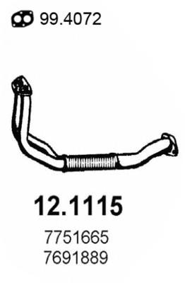 12.1115 Asso tubo de admisión del silenciador de escape delantero