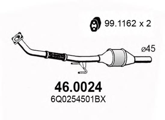 Silenciador, sección delantera VAG 6Q0254504X
