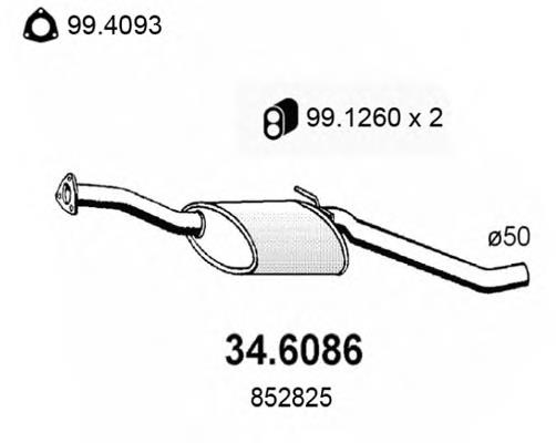 Silenciador del medio Opel Omega A (66, 67)