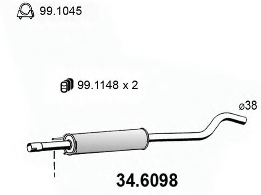 Silenciador del medio Opel Corsa C (F08, F68)