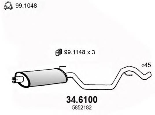 Silenciador del medio 346100 Asso