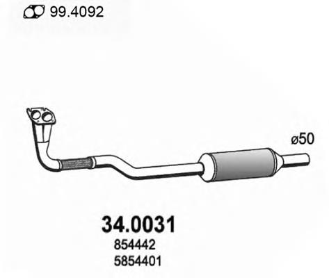 93173353 Opel Tubo de escape delantero