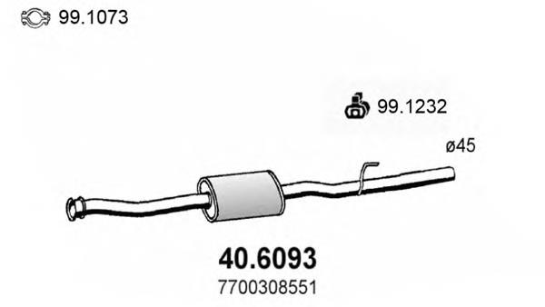 Silenciador del medio 406093 Asso