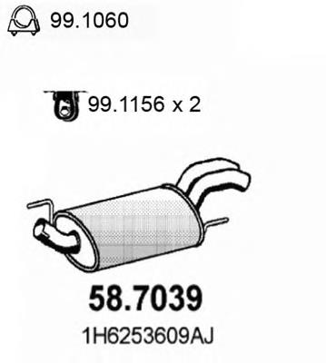 1H6253609AJ VAG Silenciador trasero