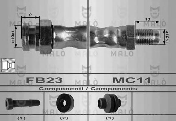 8560 Akron Malo tubo flexible de frenos delantero derecho