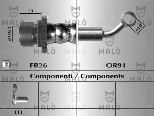 80969 Akron Malo tubo flexible de frenos delantero derecho