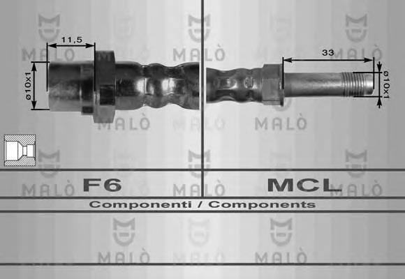 8909 Akron Malo tubo flexible de frenos trasero