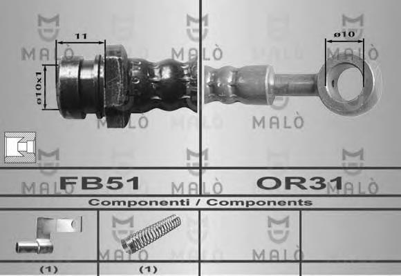 80480 Akron Malo tubo flexible de frenos delantero derecho