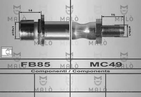 80620 Akron Malo tubo flexible de frenos trasero