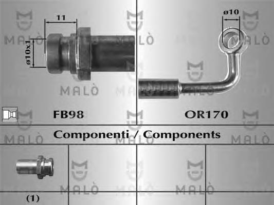 80642 Akron Malo tubo flexible de frenos trasero derecho