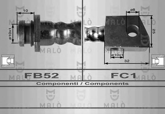 80102 Akron Malo tubo flexible de frenos trasero