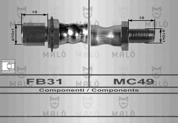 T83128 Brembo tubo flexible de frenos trasero