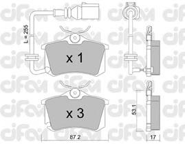 822-100-4 Cifam pastillas de freno traseras