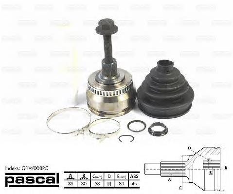 Junta homocinética exterior delantera Pascal G1W008PC precio, desde 41,87 EUR
