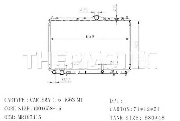 D7V003TT Thermotec radiador refrigeración del motor