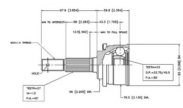 Junta homocinética exterior delantera 607312 Cifam