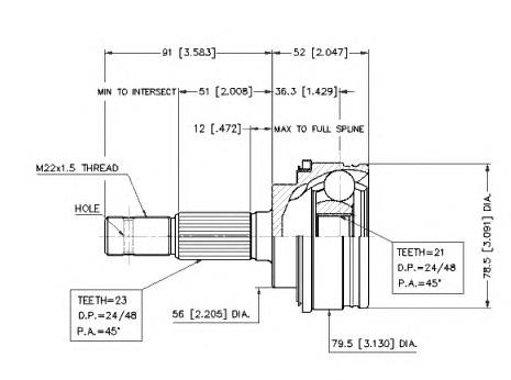 Junta homocinética exterior delantera 4341010071 Toyota