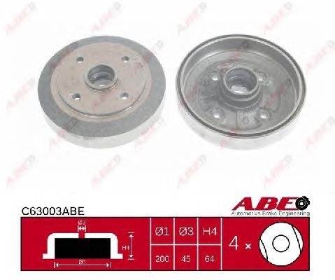 Tambor de freno trasero ABE C63003ABE