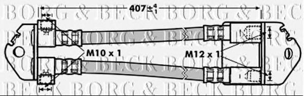 Tubo flexible de frenos trasero BBH7001 Borg&beck