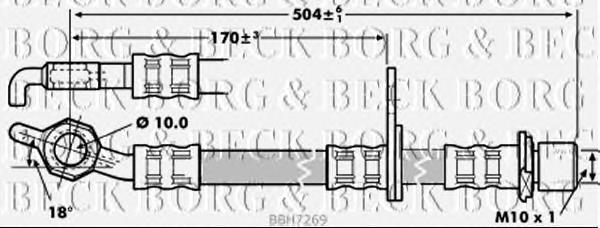Tubo flexible de frenos trasero izquierdo BBH7269 Borg&beck