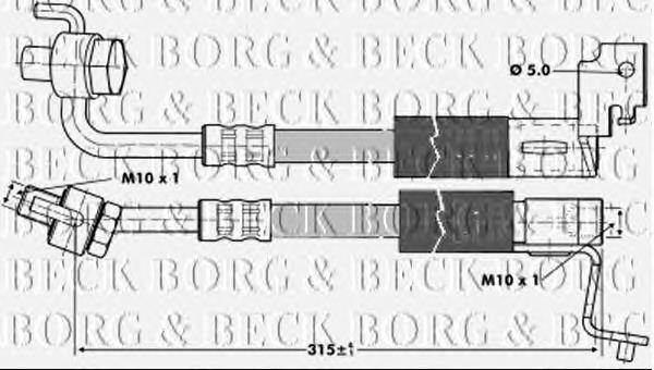 Tubo flexible de frenos delantero derecho BBH6693 Borg&beck