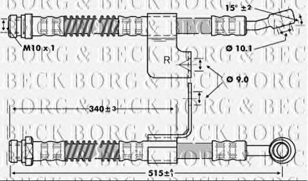 Tubo flexible de frenos delantero derecho BBH6800 Borg&beck