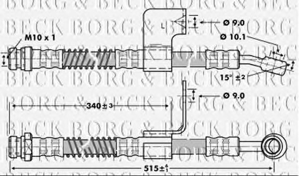 Tubo flexible de frenos delantero izquierdo BBH6801 Borg&beck