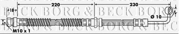 BBH7472 Borg&beck tubo flexible de frenos trasero derecho