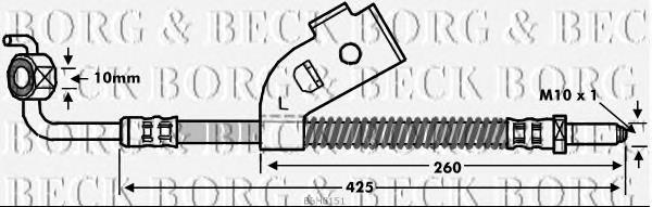 Tubo flexible de frenos delantero izquierdo BBH6151 Borg&beck