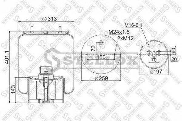 9049612SX Stellox muelle neumático, suspensión