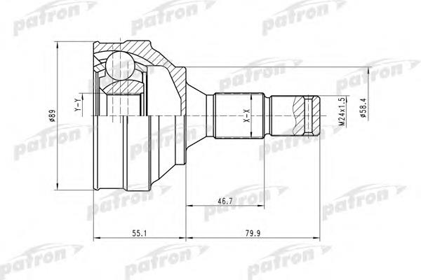 PCV1446 Patron árbol de transmisión delantero izquierdo