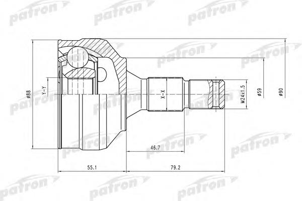 PCV1455 Patron árbol de transmisión delantero izquierdo