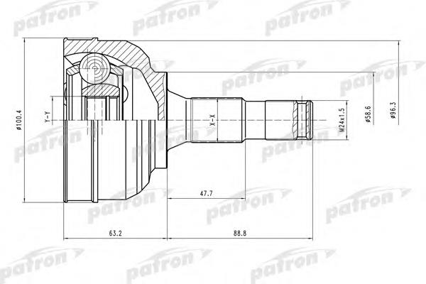 PCV1553 Patron árbol de transmisión delantero izquierdo