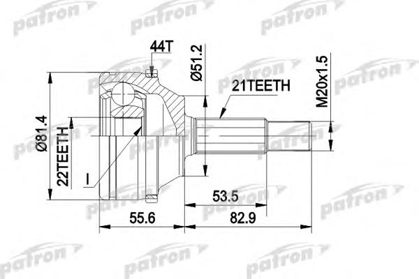 PCV1310 Patron árbol de transmisión delantero izquierdo