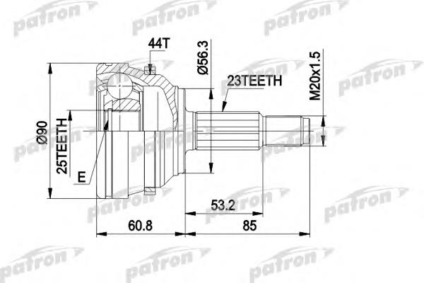 PCV1422 Patron árbol de transmisión delantero izquierdo