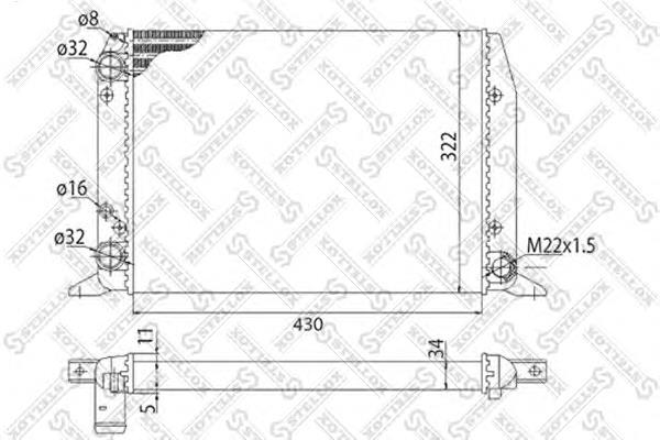 1025043SX Stellox radiador refrigeración del motor