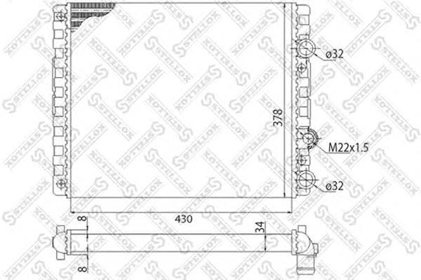 1025070SX Stellox radiador refrigeración del motor