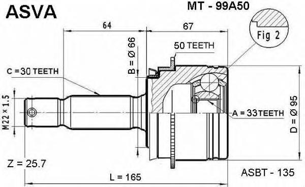 MT99A50 Asva junta homocinética exterior delantera